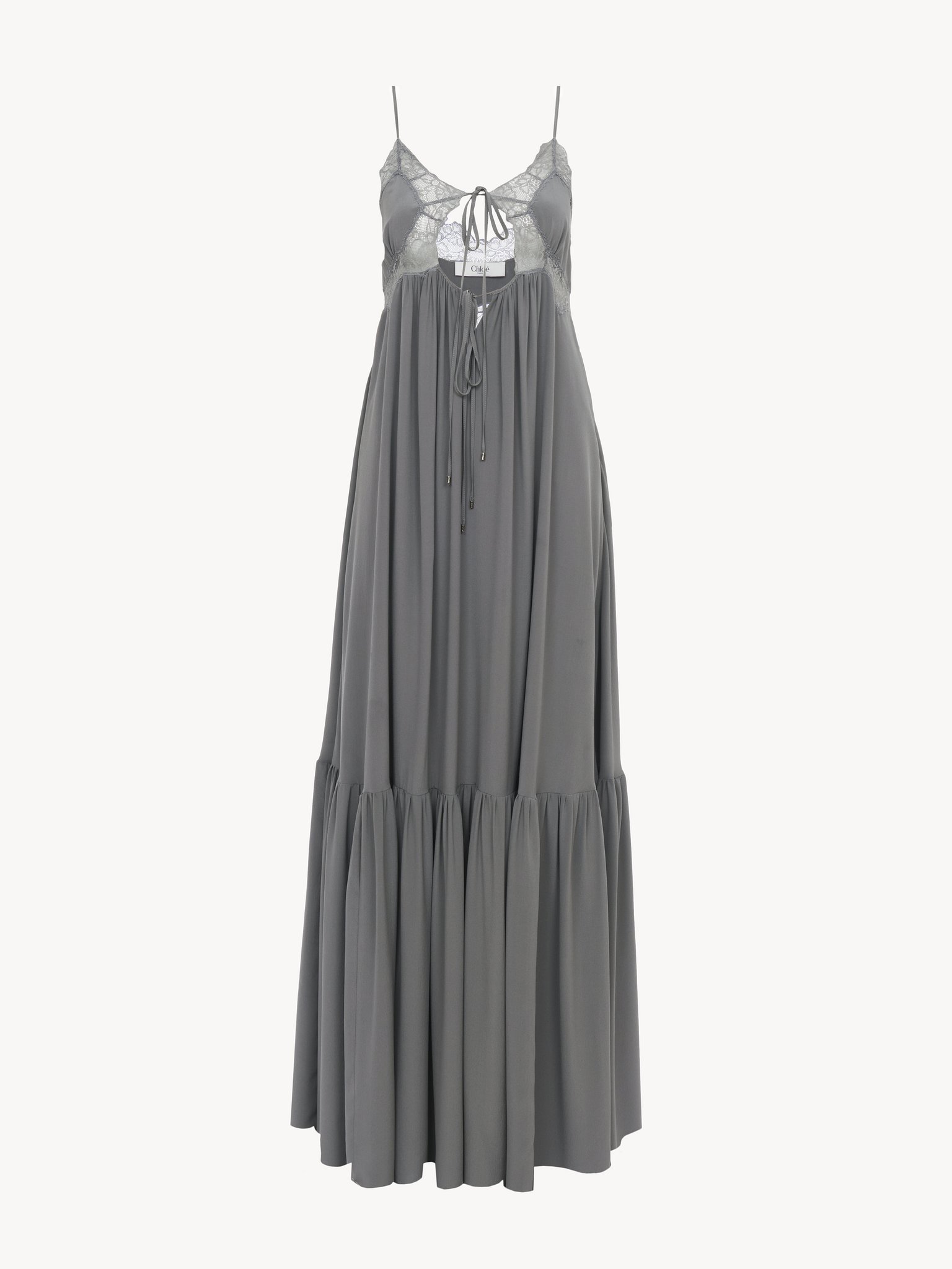 Sleeveless long dress in silk crêpe de chine Organic silk crêpe de chine
Pearly Black