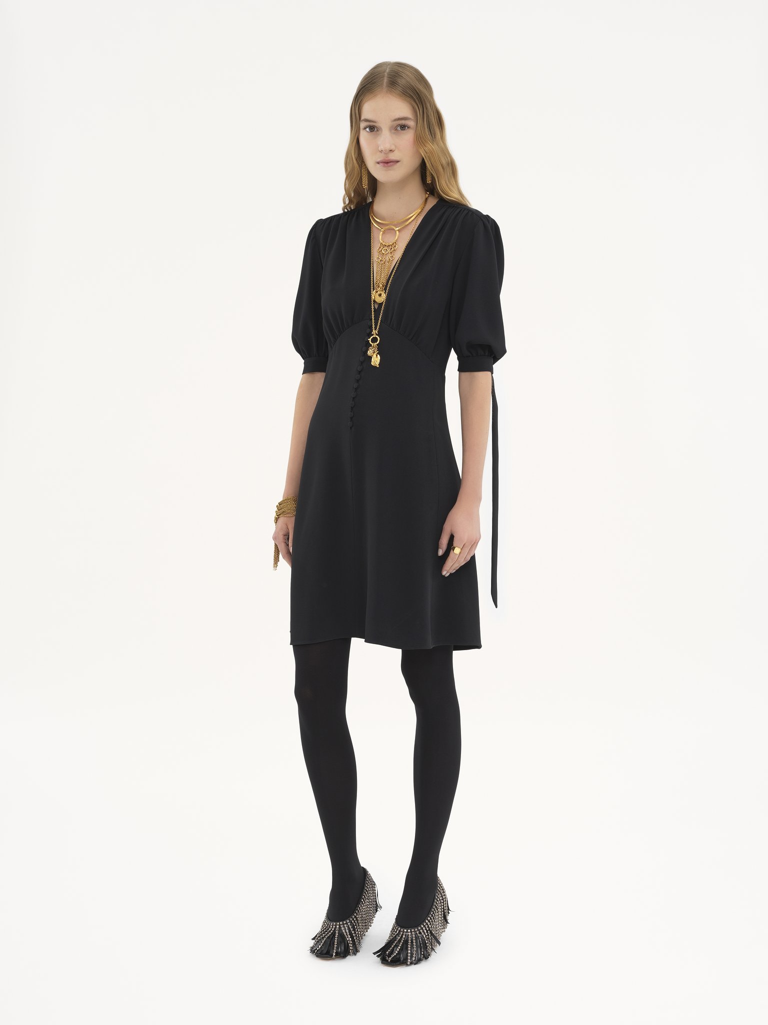 A-line dress in crêpe Soft viscose-mix crêpe
Black Product detail