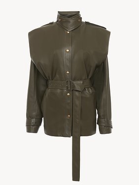 Oversized blouson jacket in leather Plongé nappa leather
Biscotti Brown