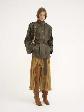 Oversized blouson jacket in leather Plongé nappa leather
Biscotti Brown Back view of the product