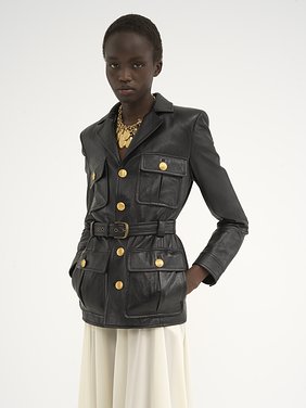 Utilitarian jacket in leather Glossy leather
Black Product detail