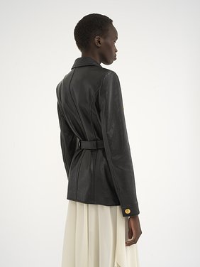 Utilitarian jacket in leather Glossy leather
Black 