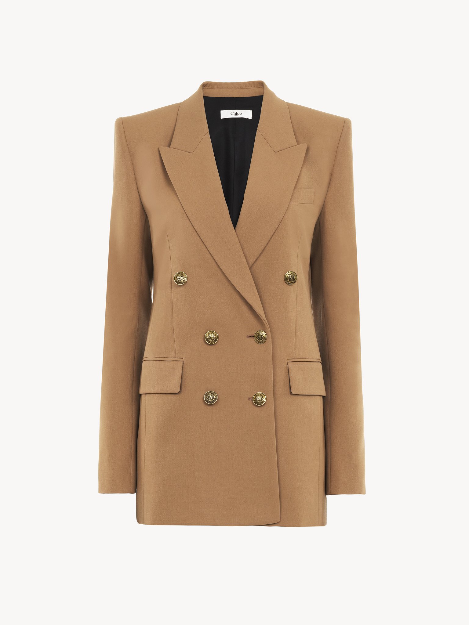 Tailored jacket in wool grain de poudre Lower-impact wool grain de poudre
Coconut Brown