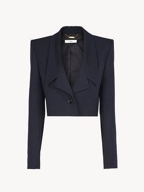 Cropped Spencer jacket in wool grain de poudre Lower-impact wool grain de poudre
Eclipse Blue