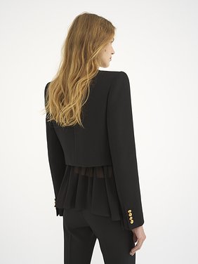 Cropped Spencer jacket in wool grain de poudre Lower-impact wool crêpe
Black Top view of the product