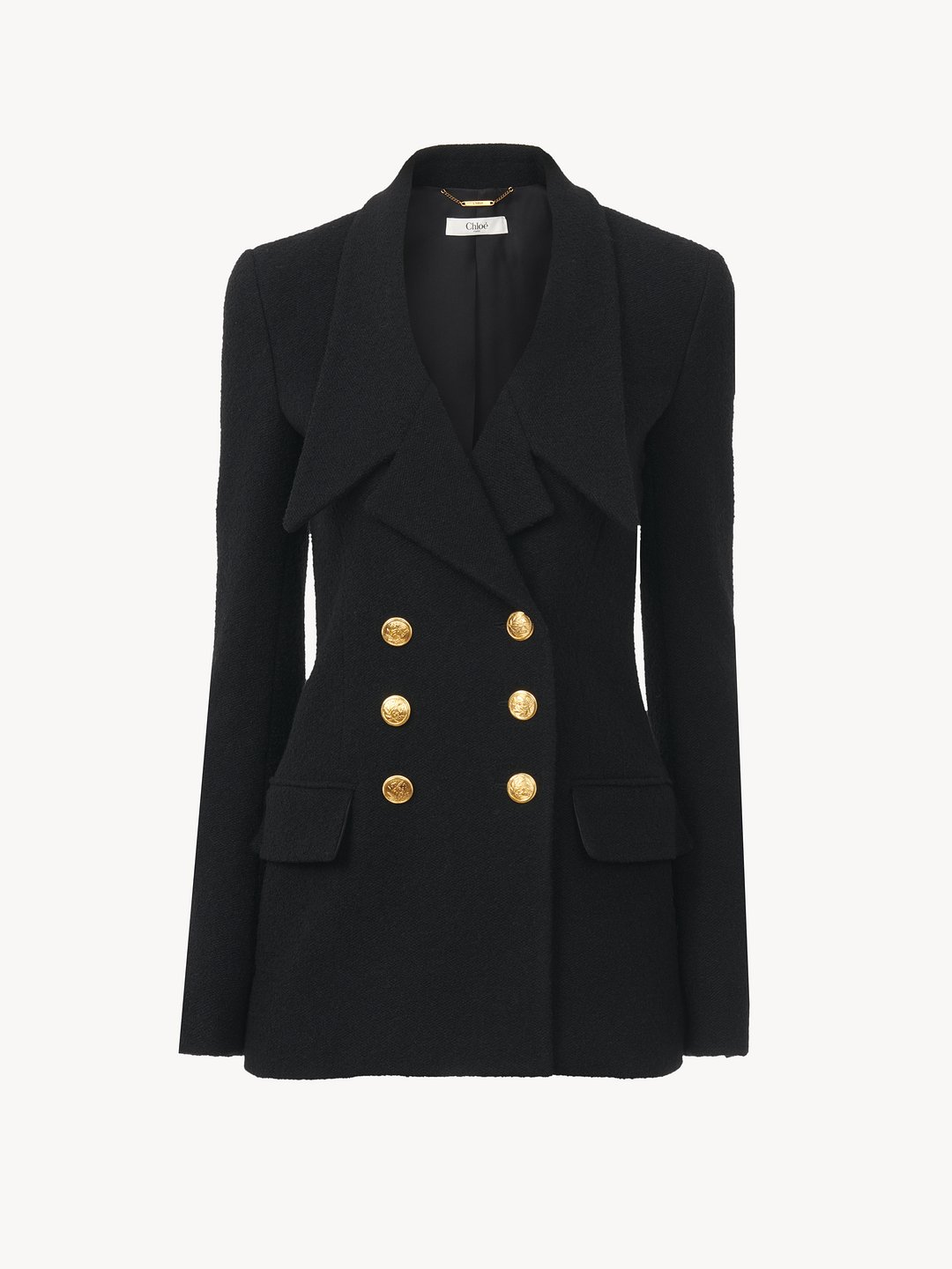 Chloé Double Breasted Officer Jacket In Wool Grain De Poudre | Chloé HK