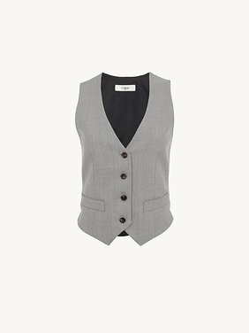 Tailored waistcoat in wool grain de poudre Chiné wool grain de poudre
Swan Grey