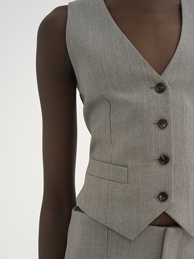 Tailored waistcoat in wool grain de poudre Chiné wool grain de poudre
Swan Grey Front view of the product being worn