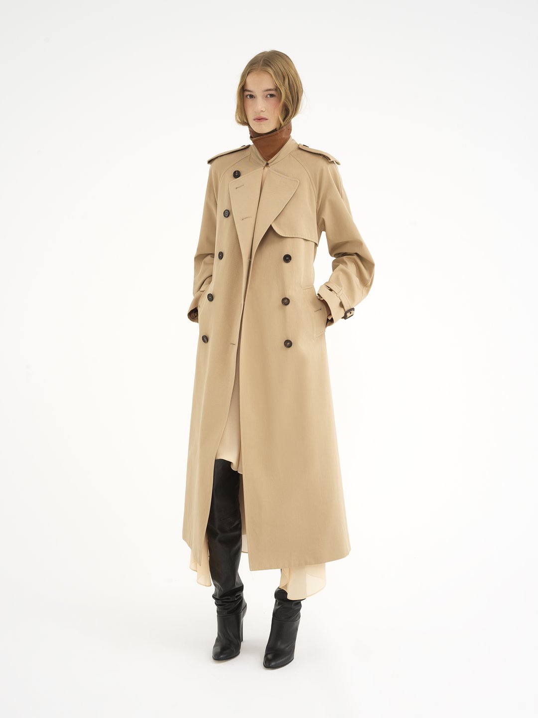 Chloe Classic Trench Coat In Cotton Gabardine With Cape Chloe US