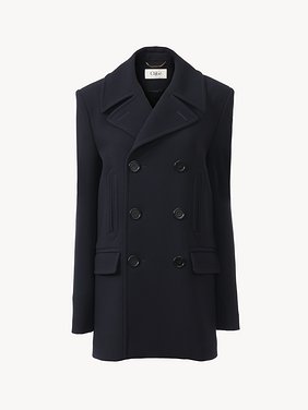 Pea coat in double wool crêpe Lower-impact double wool crêpe
Anthracite Blue