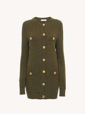 Utilitarian cable-knit cardigan in cotton Organic cotton cable knit
Olive Tree