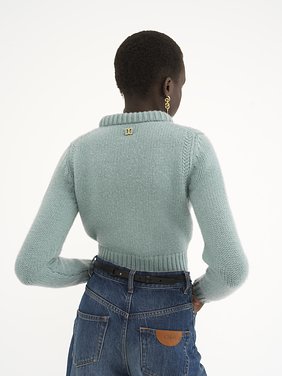 Cropped sweater in cashmere blend Cashmere & cotton blend
Aether Blue Top view of the product