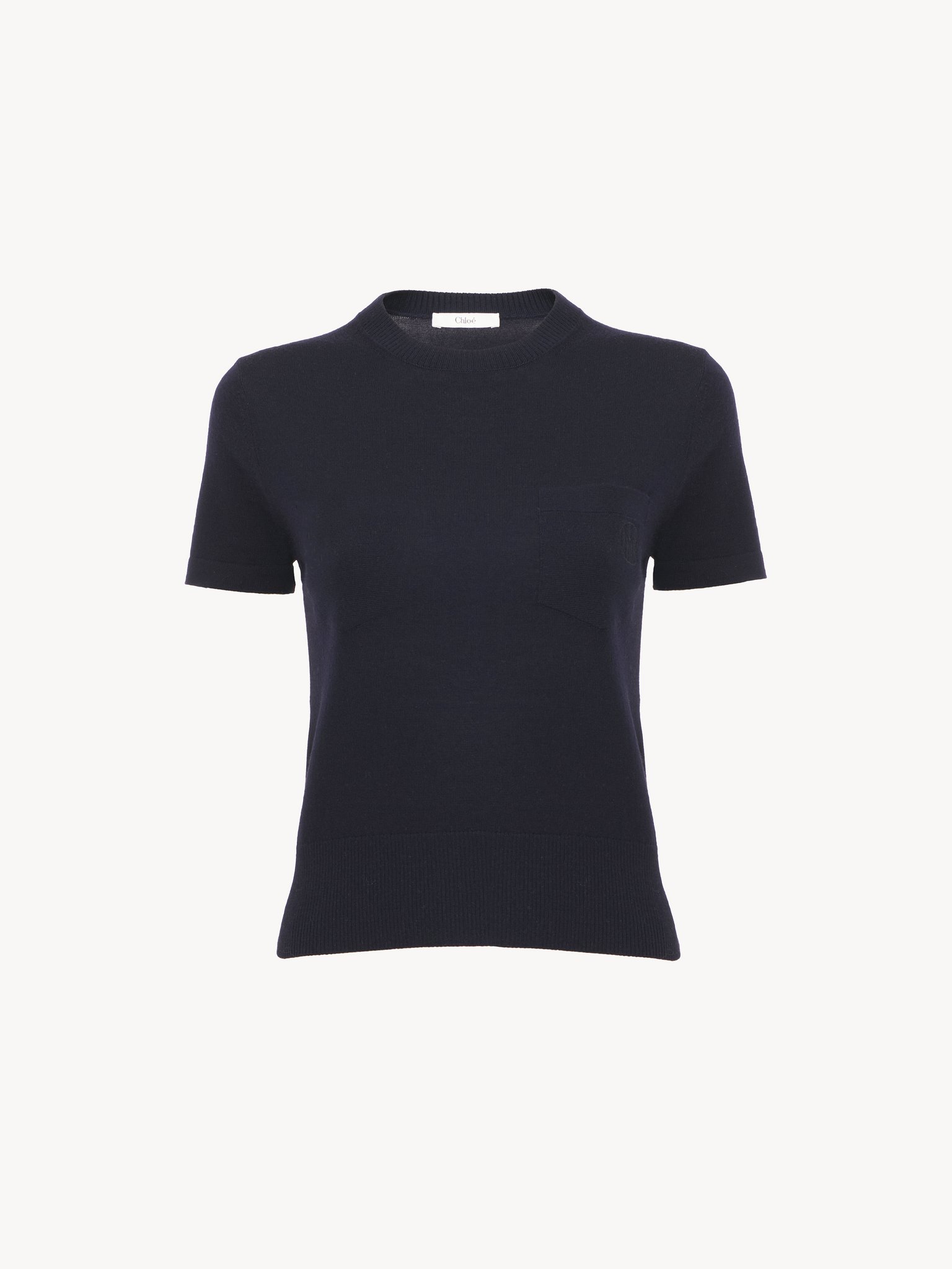 Crew-neck T-shirt in superfine wool knit Lower-impact superfine wool knit
Classic Navy