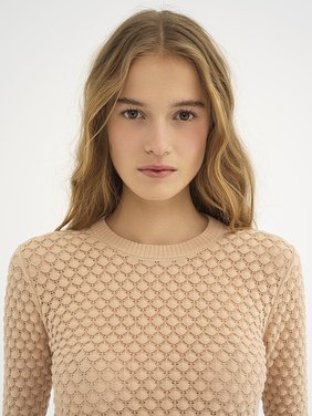 Cropped sweater in cotton pointelle knit Cotton pointelle knit
Light Nude 