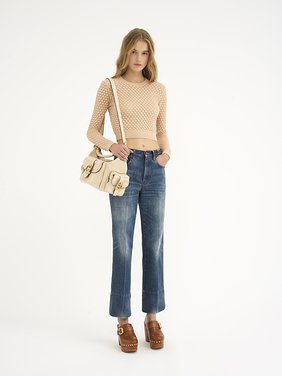 Cropped sweater in cotton pointelle knit Cotton pointelle knit
Light Nude Back view of the product