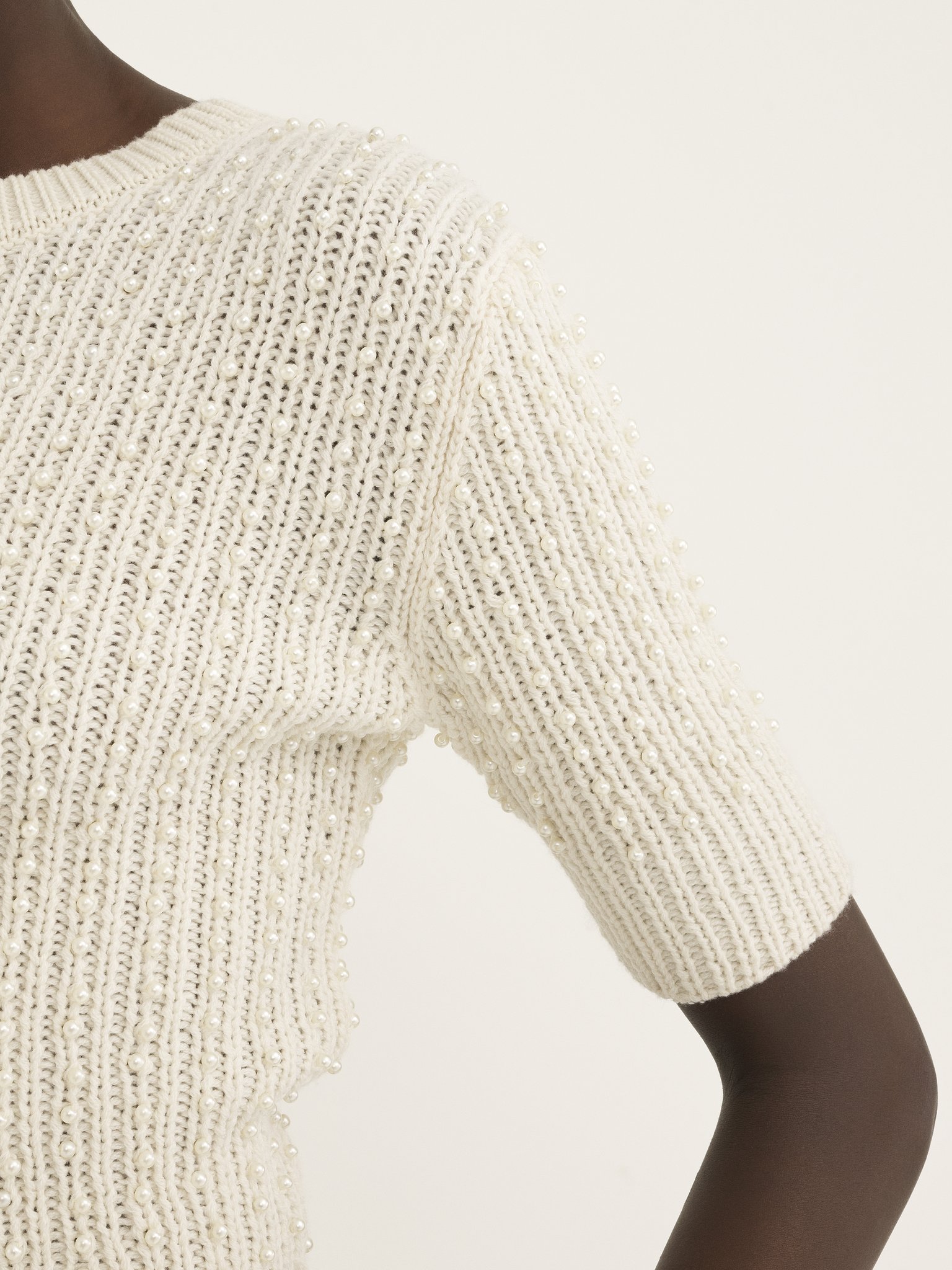 Chloé Short Sleeve Pearl Sweater In Wool & Cashmere | Chloé AU