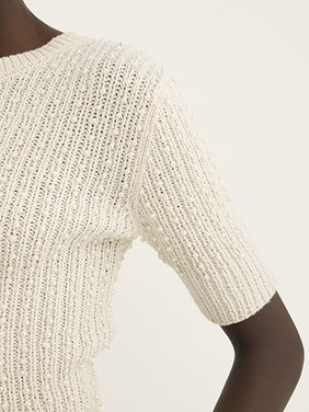 Short-sleeve pearl sweater in wool & cashmere Wool & cashmere pearl knit
Iconic Milk Front view of the product being worn