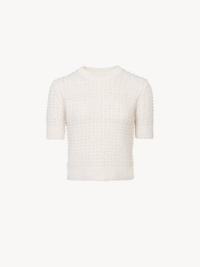 Short-sleeve pearl sweater in wool & cashmere Wool & cashmere pearl knit
Iconic Milk