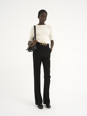 Short-sleeve pearl sweater in wool & cashmere Wool & cashmere pearl knit
Iconic Milk Back view of the product