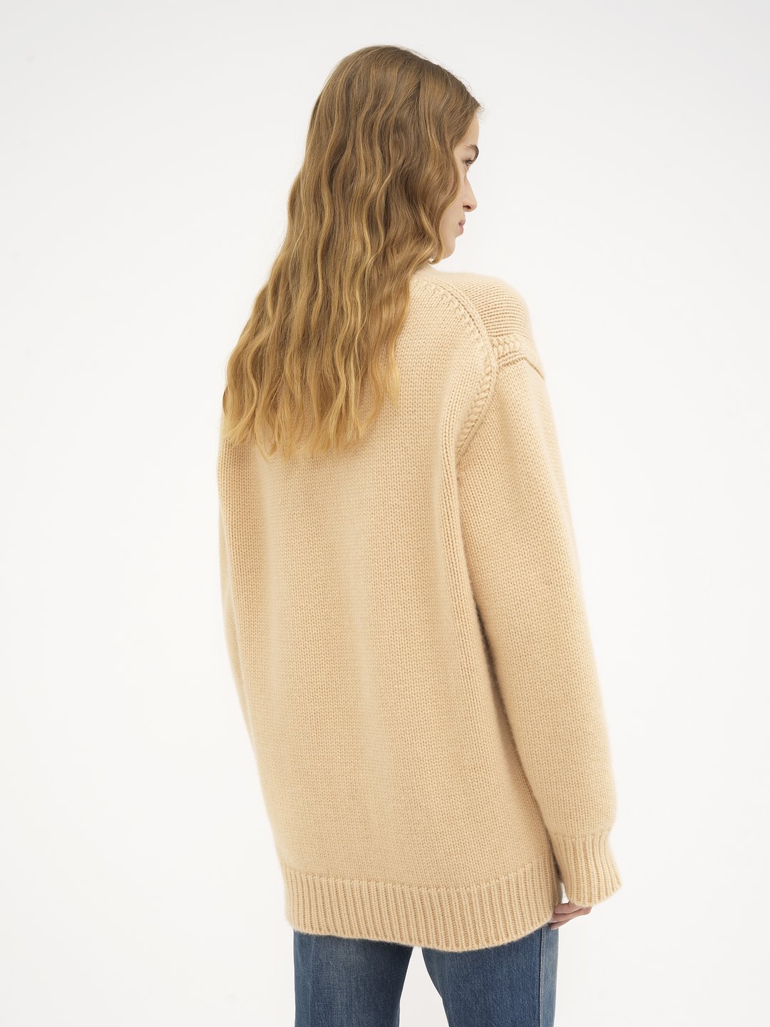 Oversized knitted sweater in cashmere & cotton