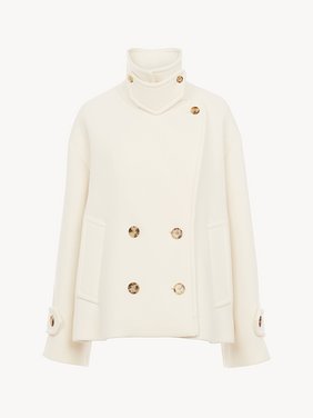 Oversized short coat in wool Iconic soft wool
Eden White