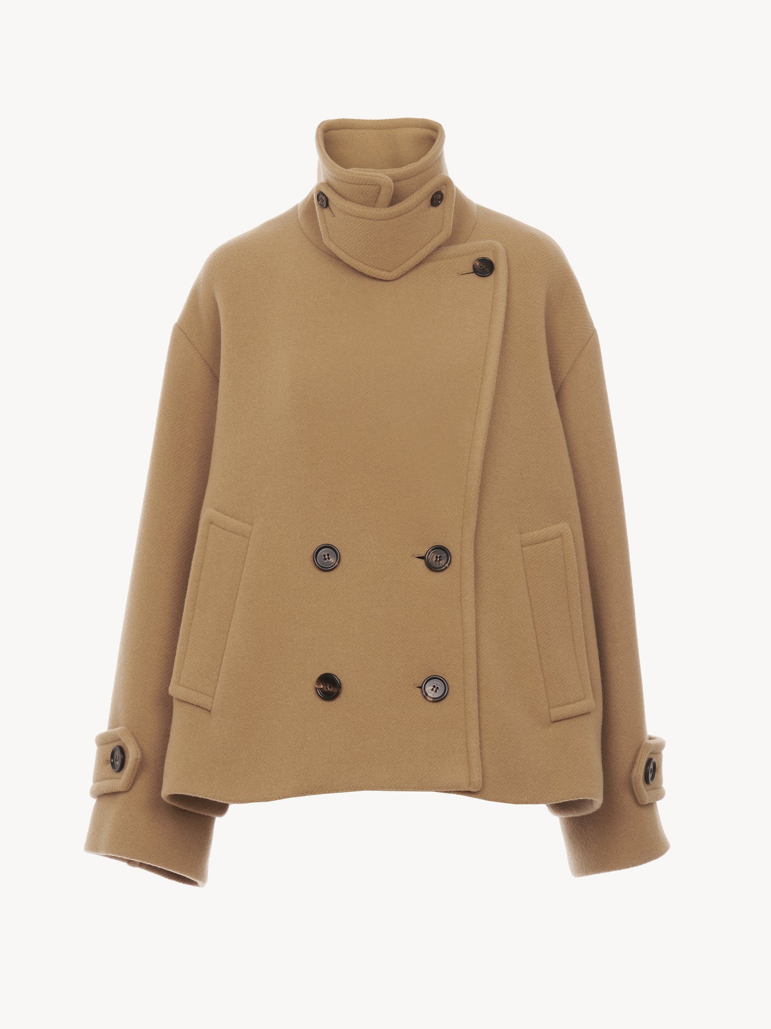 Oversized short coat in wool Iconic soft wool
Worn Brown