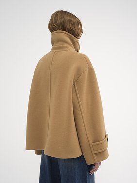 Oversized short coat in wool Iconic soft wool
Worn Brown Top view of the product