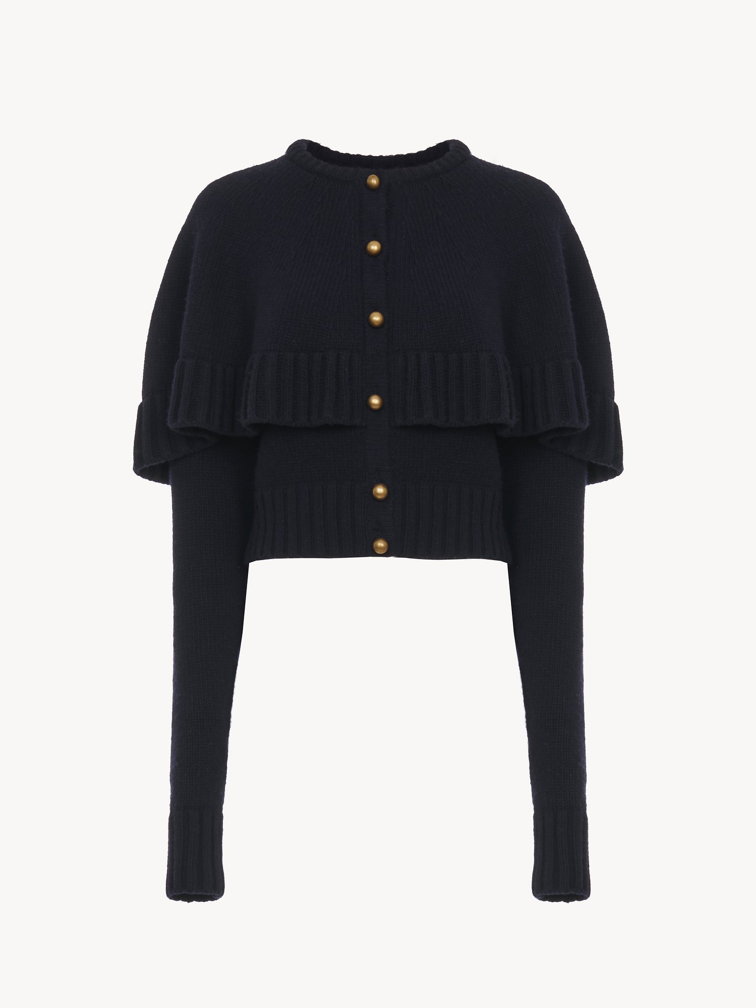 Cape cardigan in wool & cashmere Lower-impact wool & cashmere knit
Classic Navy