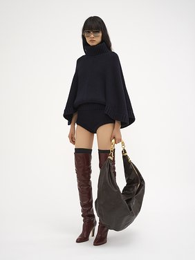 Short turtleneck cape Lower-impact wool & cashmere knit
Classic Navy Back view of the product