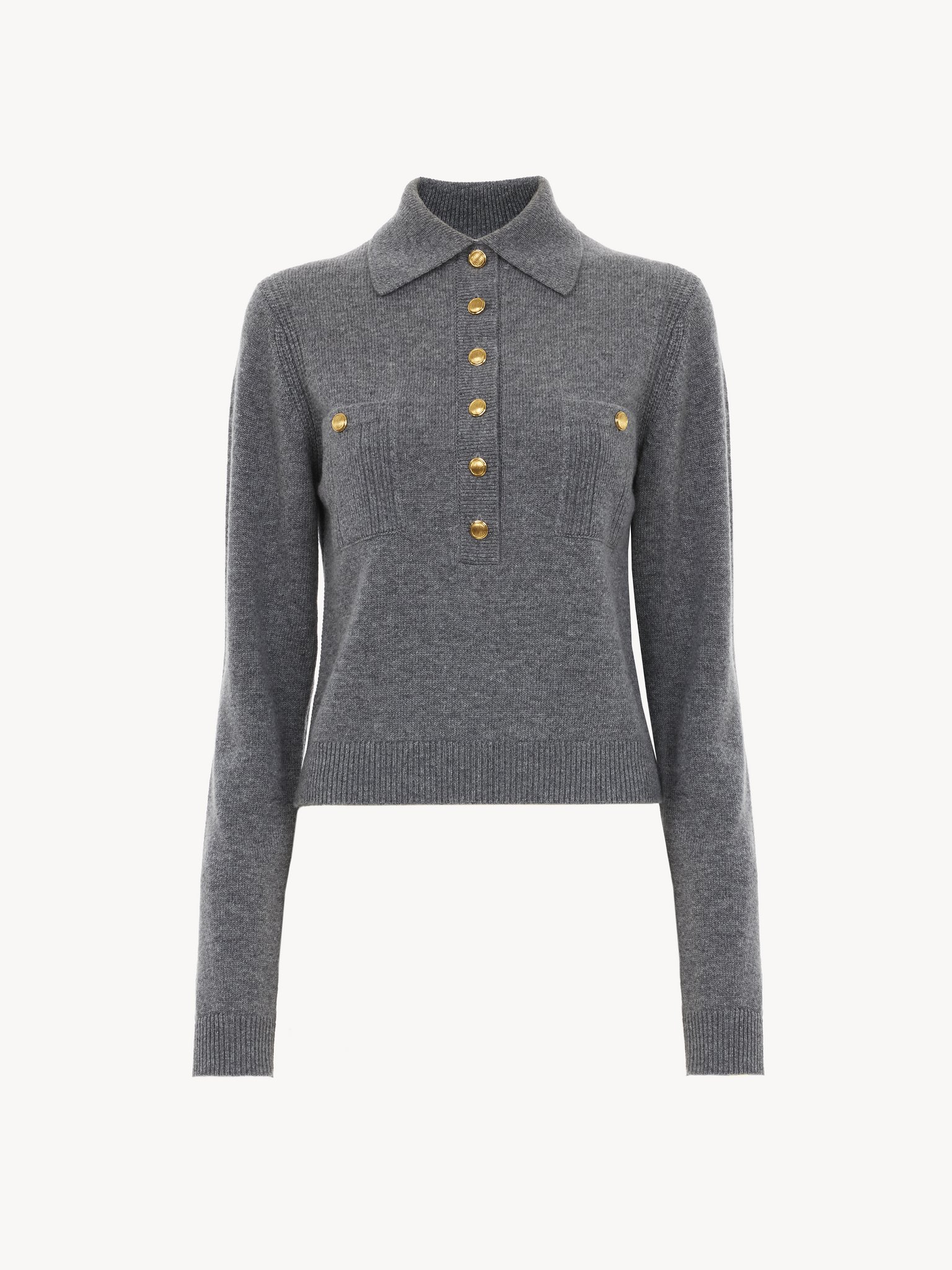 Polo sweater in wool & cashmere Wool & cashmere knit
Divine Grey