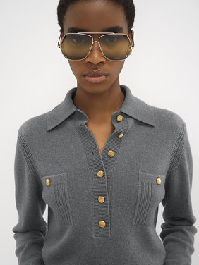 Polo sweater in wool & cashmere Wool & cashmere knit
Divine Grey 