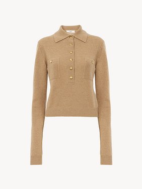 Polo sweater in wool & cashmere Wool & cashmere knit
Bleached Brown