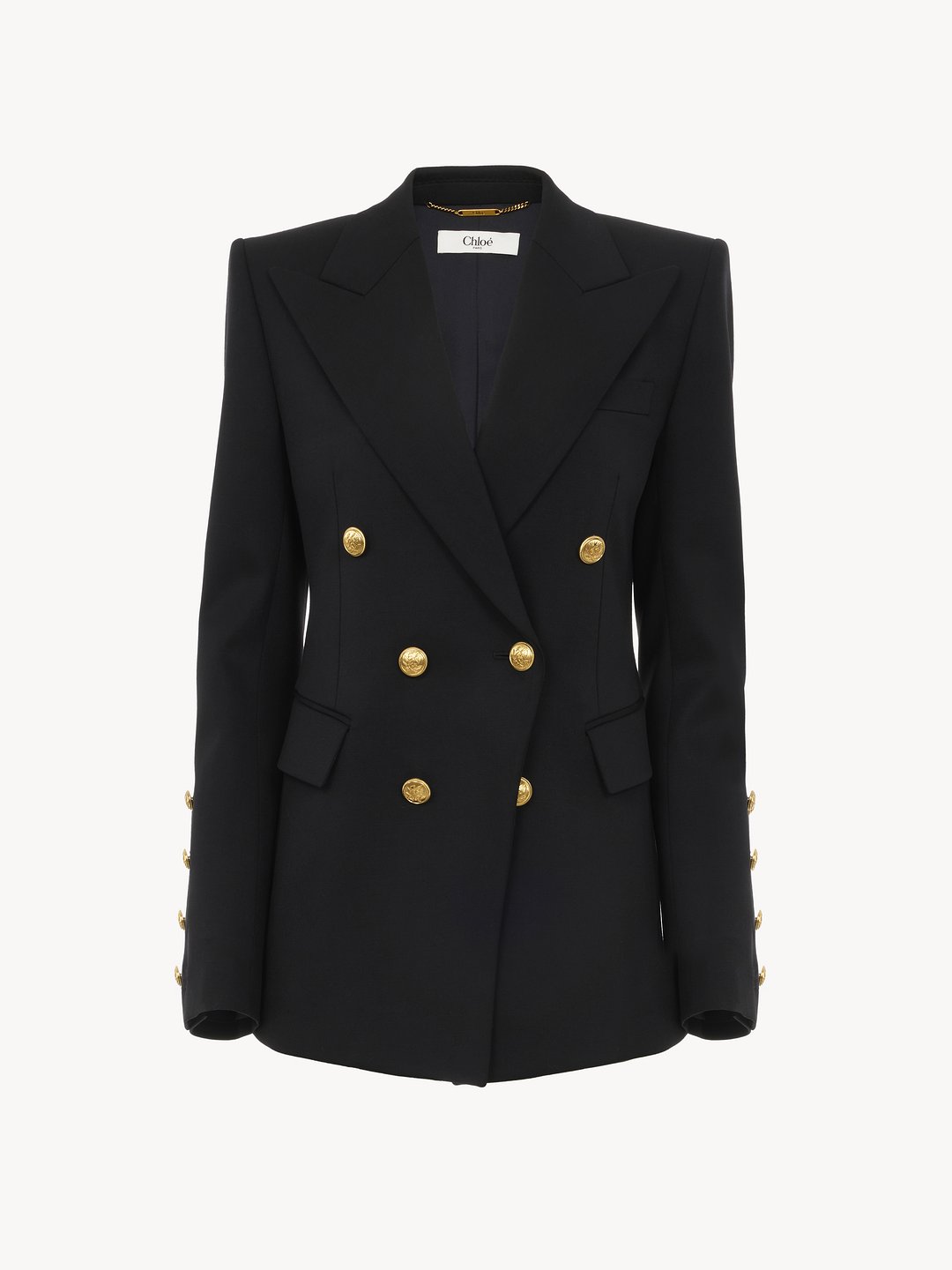 Chloé Double Breasted Officer Jacket In Wool Grain De Poudre | Chloé HK