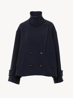 Oversized short coat in wool Iconic soft wool
Iconic Navy