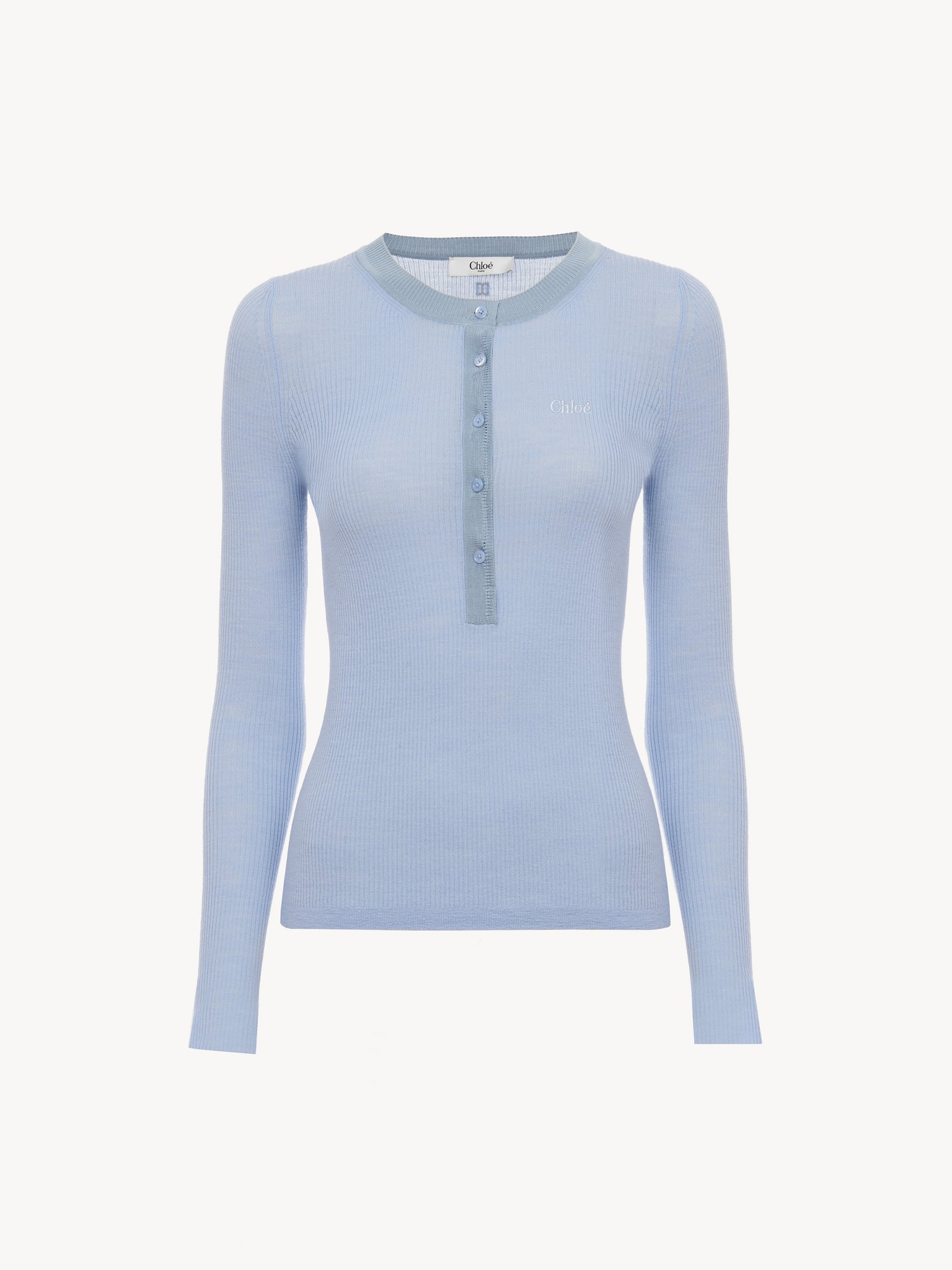 Chloé Knitted Henley Shirt In Superfine Wool Knit | Chloé US