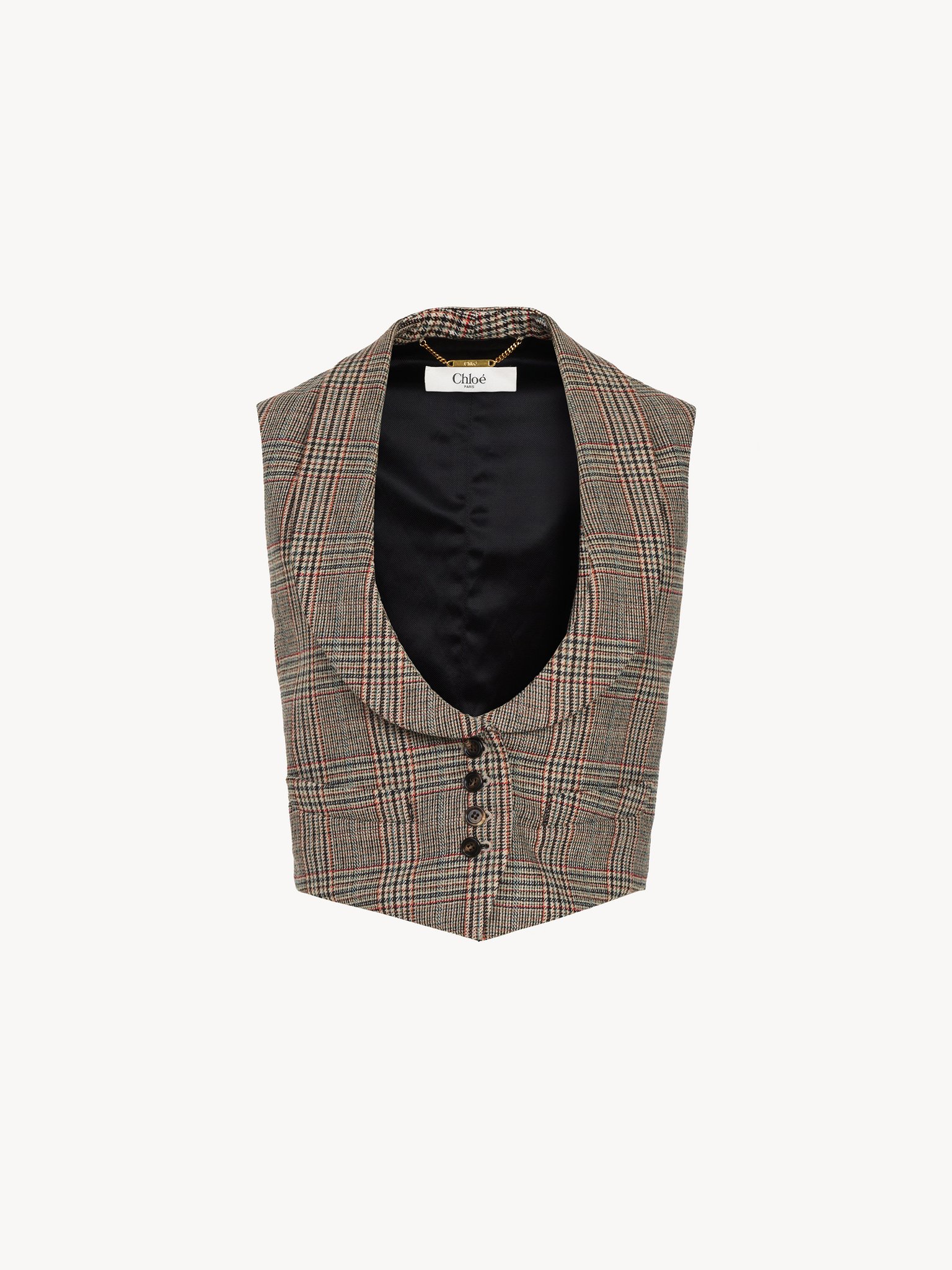 Tailored waistcoat in Prince of Wales wool Lower-impact Prince of Wales wool
Multicolor