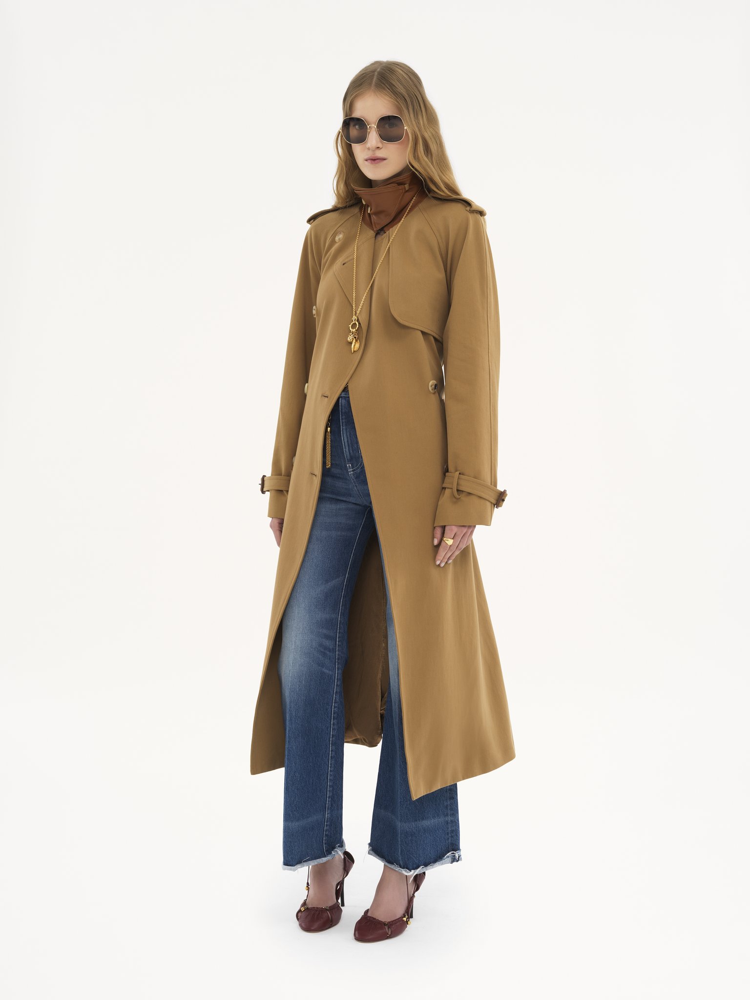 Long trench coat in cotton gabardine Organic cotton gabardine
Past Khaki Product detail