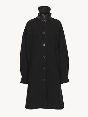 Oversized mid-length coat in wool Iconic soft wool
Black