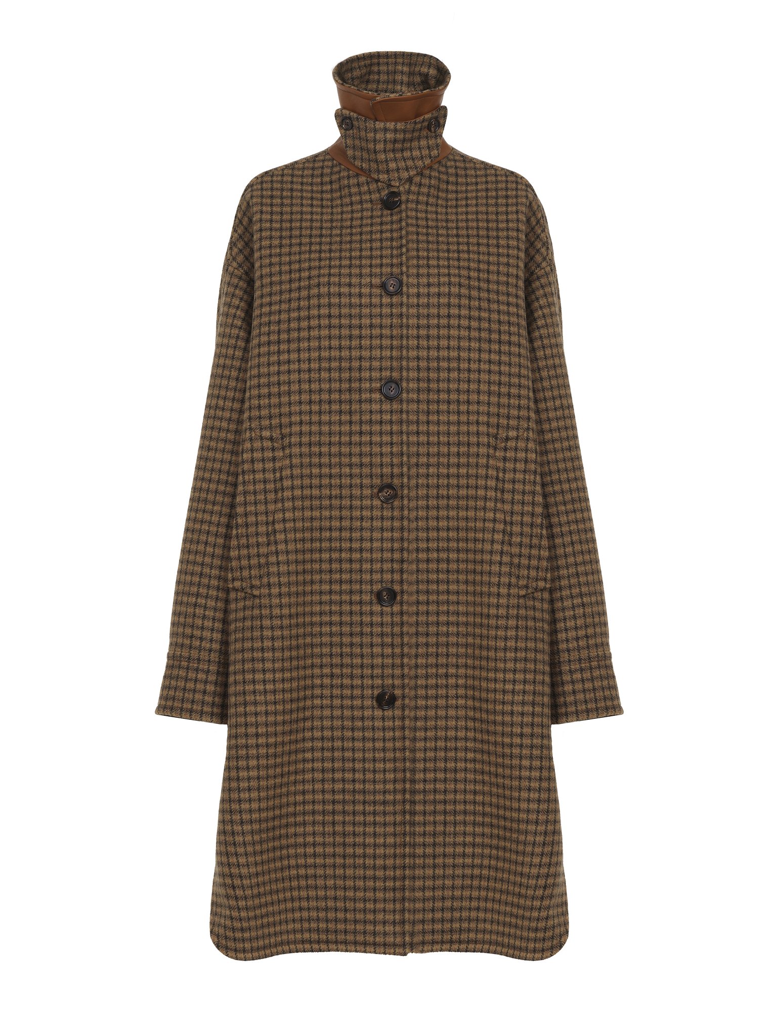 Oversized mid-length coat in check wool Lower-impact check wool
Purple multicolor 