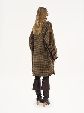 Oversized mid-length coat in check wool Lower-impact check wool
Purple multicolour Top view of the product