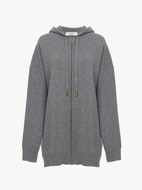 Oversized zipped hoodie in wool & cashmere knit Wool & cashmere knit
Divine Grey