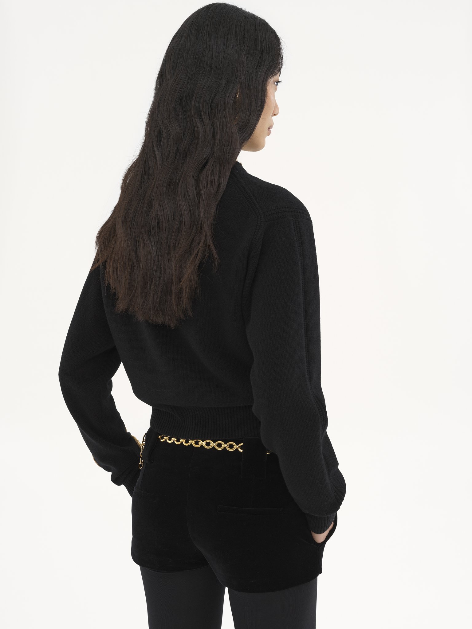 Embroidered cardigan in wool & cashmere knit Snake capsule lower-impact wool knit
Black Top view of the product