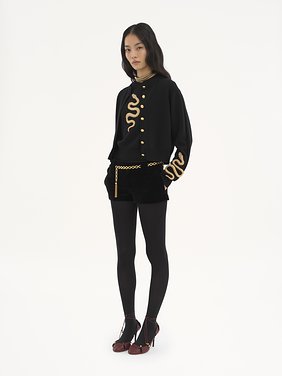 Embroidered cardigan in wool & cashmere knit Snake capsule lower-impact wool knit
Black Back view of the product