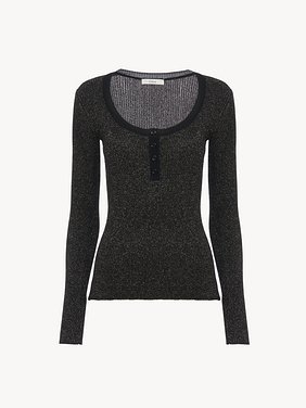 Long-sleeve fitted top in lurex wool knit Lurex ribbed knit
Black Gold