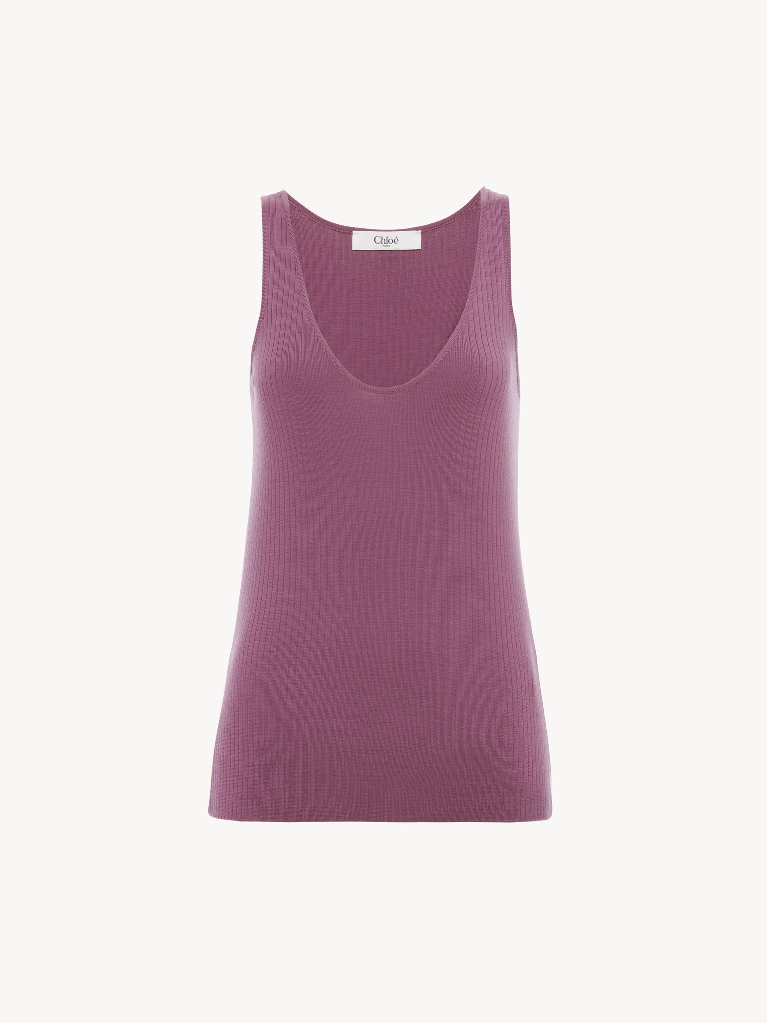 Tank top in wool knit Lower-impact wool ribbed knit
Lovely Lilac