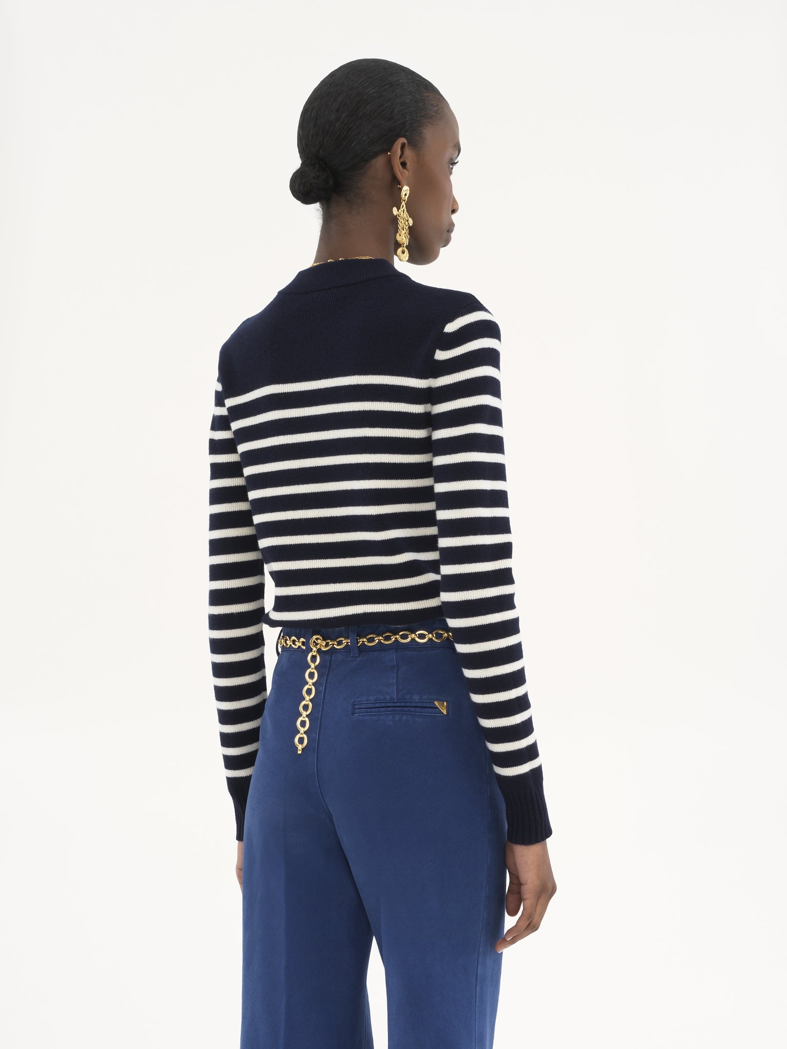 Sailor sweater in wool & cashmere knit Lower-impact Chloé Marinière wool
Blue & White 