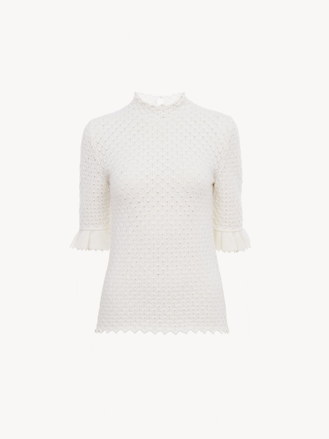 SEE BY CHLOE Bell Sleeve Knit Top XS hot winter white