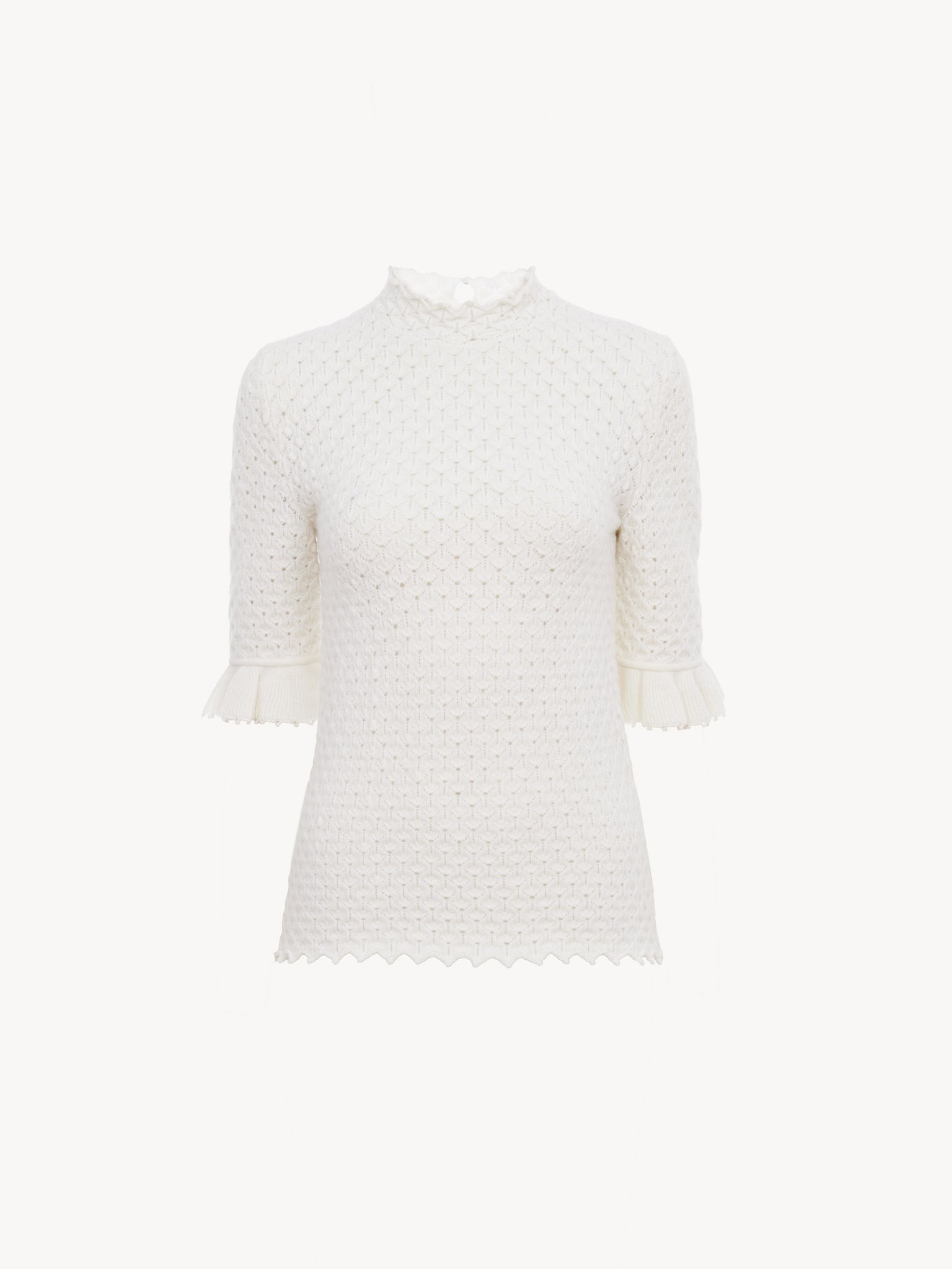 Short-sleeve sweater in wool & cashmere knit Wool & cashmere pointelle
Iconic Milk