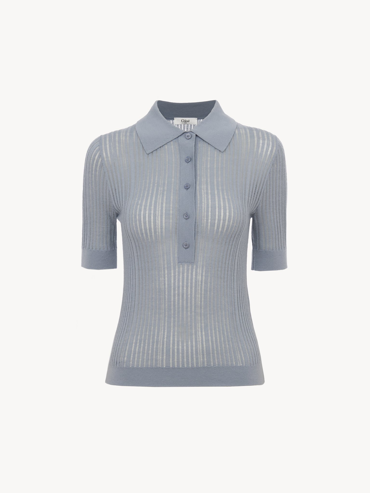 Fitted polo shirt in wool knit Multistitch wool knit
Iced Blue