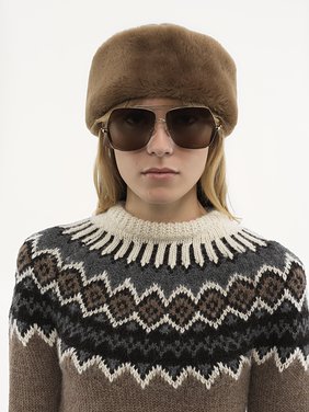 Mock-neck fitted sweater in Fair Isle wool knit Wool light Fair Isle
Brown & Beige Front view of the product being worn